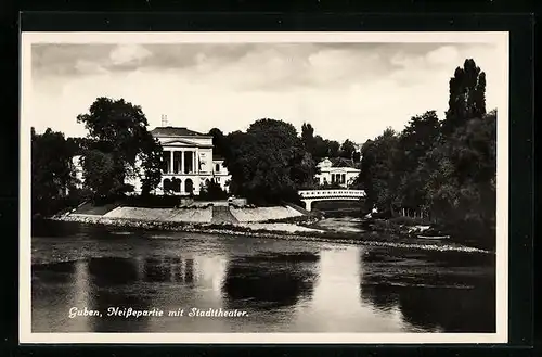 AK Guben, Neissepartie mit Stadttheater
