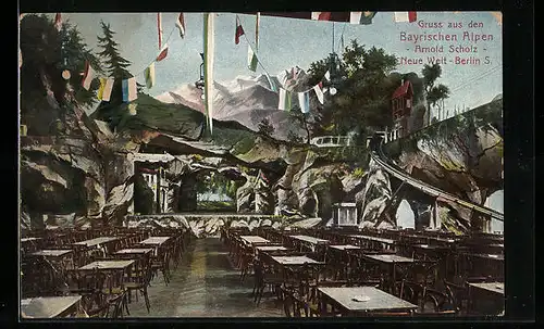 AK Berlin-Neukölln, Saal im Gasthaus Neue Welt, Inh.: Arnold Scholz