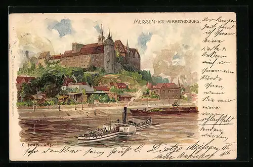 Künstler-AK Meissen, Kgl. Albrechtsburg