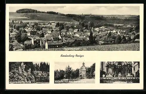 AK Hardenberg-Neviges, Gesamtansicht, Christi Himmelfahrt, Inneres der Klosterkirche, Kapelle auf dem Marienberg