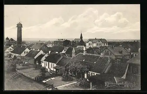 AK Wangerooge, Ortsansicht mit Leuchtturm