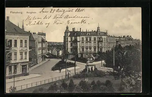 AK Flensburg, Burgplatz aus der Vogelschau