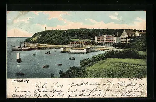 AK Ostseebad Glücksburg, Blick zum Strandhotel