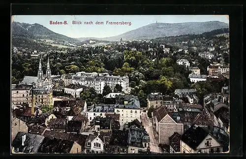 AK Baden-Baden, Blick nach dem Fremersberg