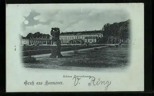 Mondschein-AK Hannover, Schloss Herrenhausen