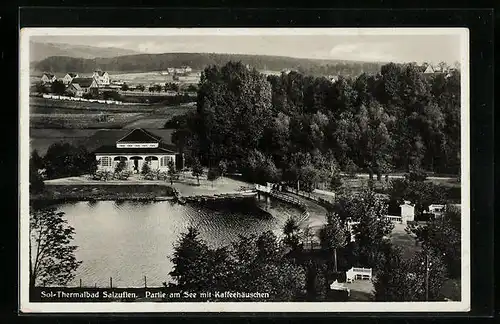 AK Bad Salzuflen, Partie am See mit Kaffeehäuschen