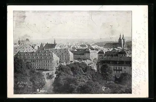 AK Fulda, Stadtansicht aus der Vogelschau