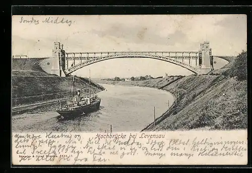 AK Levensau, Schiff unter der Hochbrücke