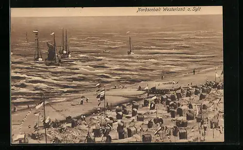 AK Nordseebad Westerland a. Sylt, Blick auf den Strand