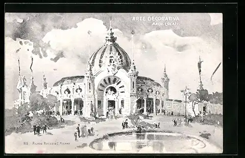 Künstler-AK Milano, Cartolina Ufficiale- Dell Esposizione 1906-ArteDecorativa, Arch Locati