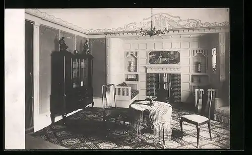 AK Hamburg, Ausstellung bemalter Wohnräume 1911, Kaminzimmer