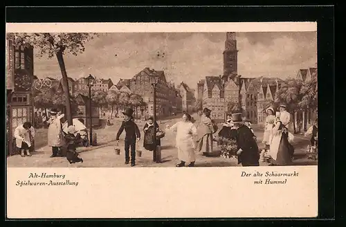 AK Hamburg, Spielwaren-Ausstellung Hermann Tietz, Weihnachten 1925, der alte Schaarmarkt mit Hummel