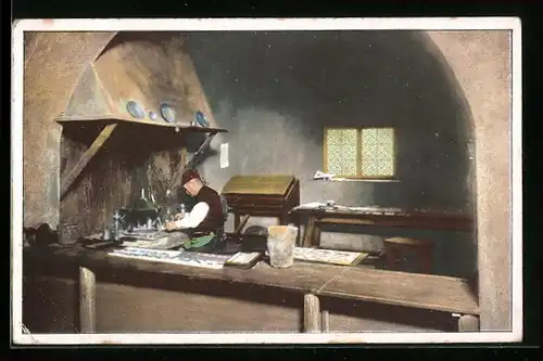 AK Leipzig, Welt-Ausstellung für Buchgewerbe und Graphik 1914, Alte Schriftgiesserei in Haynsburger Mühle