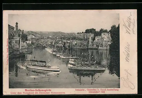 AK Düsseldorf, Industrie-, Gewerbe- und Kunst-Ausstellung 1902, Marine-Schauspiele