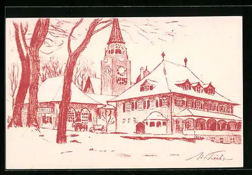 Künstler-AK Bern, Der Schweiz. Landes-Ausstellung 1914, Ortspartie