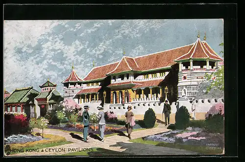 Künstler-AK London, British Empire Exhibition 1924, Hong Kong & Ceylon Pavilions, Ausstellung