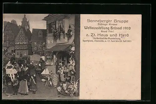AK Brüssel, Welt-Ausstellung 1910, Volkstümliche Ausstellung-Sonneberger Gruppe (Thüringer Kirmess)