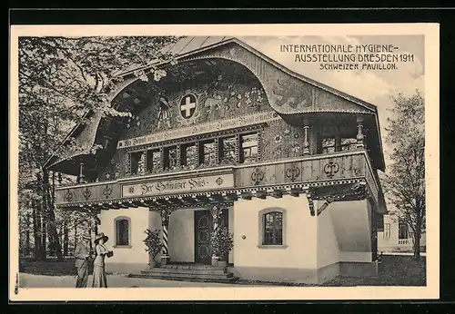 AK Dresden, Internationale Hygiene-Ausstellung 1911, Schweizer Pavillon