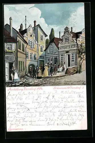 Künstler-AK Düsseldorf, Ausstellung 1904, Restaurant Alt-Düsseldorf