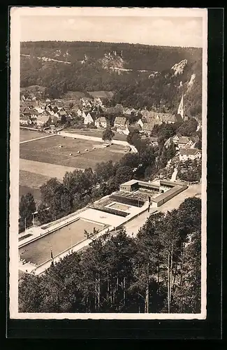 AK Blaubeuren, Freischwimmbad aus der Vogelschau