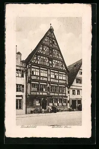 AK Dinkelsbühl, Deutsches Haus mit Strasse