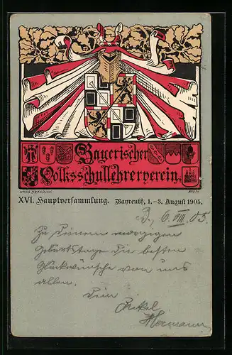 AK Bayreuth, XVI. Hauptversammlung des Bayerischen Volksschullehrervereins 1905