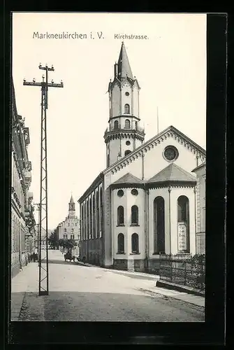 AK Markneukirchen i. V., Kirchstrasse mit Kirchen