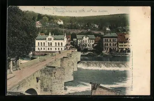 AK Hann. Münden, Werrabrücke mit Blick auf den Andree