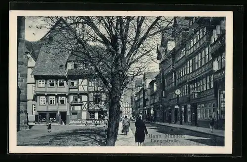 AK Hann. Münden, Langestrasse mit Geschäften