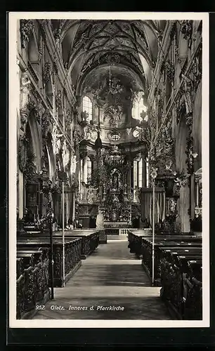 AK Glatz, Pfarrkirche, Innenansicht