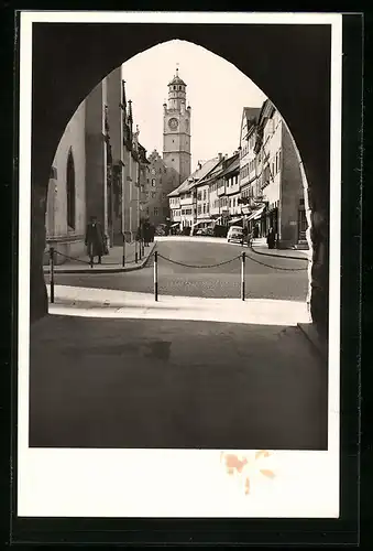 AK Ravensburg, Kirchstrasse mit Blaserturm