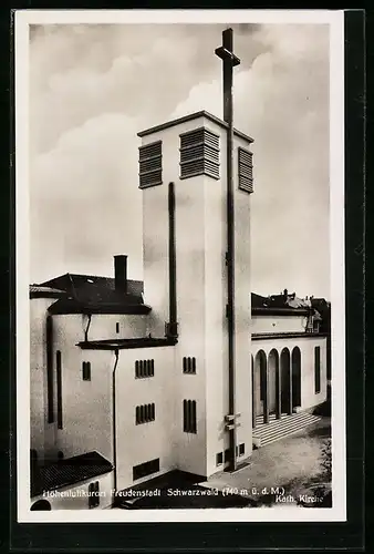 AK Freudenstadt /Schwarzw., Kath. Kirche aus der Vogelschau