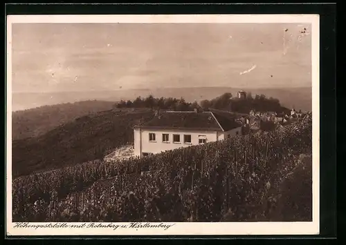 AK Stuttgart-Rotenberg, Höhengaststätte Pension Böhringer aus der Vogelschau