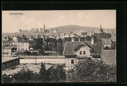 AK Stuttgart-Untertürkheim, Teilansicht mit Hügelblick