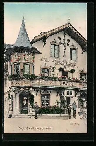 AK Oberammergau, Haus des Christusdarstellers Anton Lang / Pension Villa Daheim