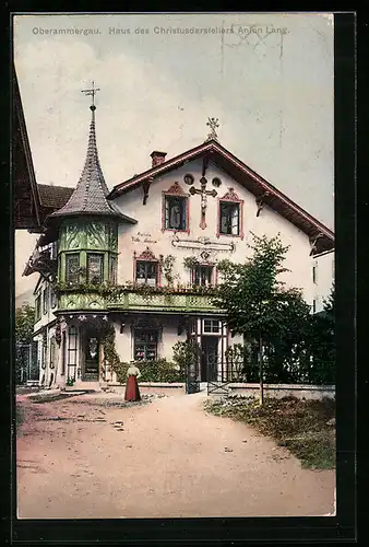 AK Oberammergau, Haus des Christusdarstellers Anton Lang