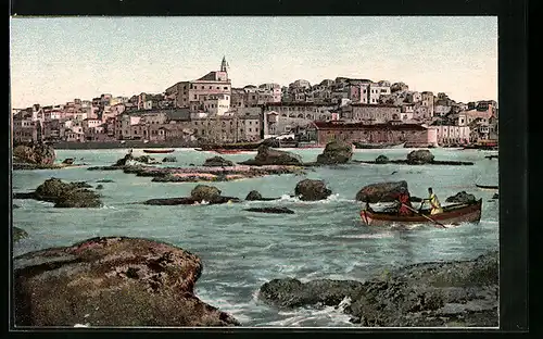 AK Jaffa, Ortsansicht vom Meer aus