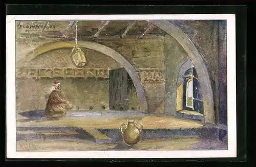 Künstler-AK Kana, Inneres einer Araber-Wohnung