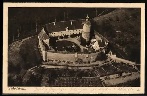 AK Pleinfeld, Fliegeraufnahme vom Schloss Sandsee