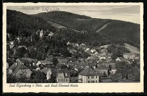 AK Bad Elgersburg /Th., Ortsansicht mit Karl-Eduard-Warte