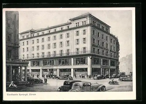 AK Zürich, Gebäude der Confiserie Sprüngli