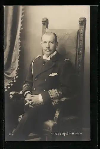 AK Portrait des Prinzen Georg von Griechenland in Uniform