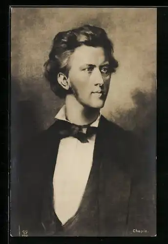 AK Komponist Chopin mit Fliege