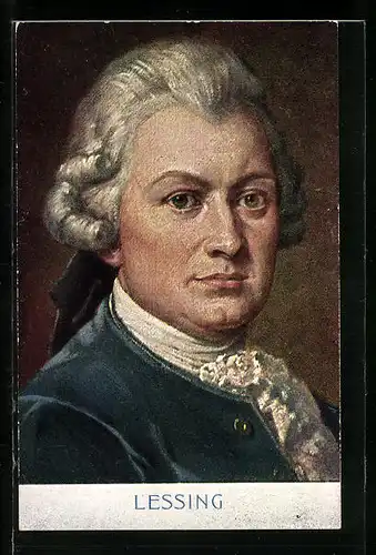 AK Gotthold Ephraim Lessing, Portrait mit Perücke
