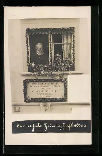 AK Zum 100 jährigen Geburtstag Gottfried Kellers