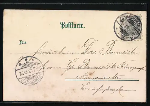 Lithographie Neumünster, Partie am Teich