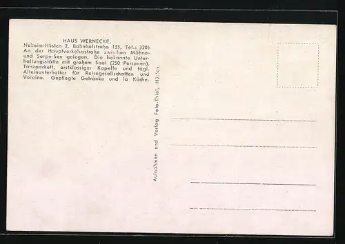 AK Neheim-Hüsten, Haus Wernecke, Aussen- und Innenansichten