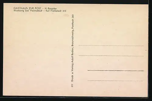 AK Warberg, Gasthaus zur Post, An der Burg, Gartenlokal, Kirche