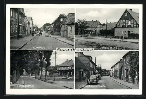 AK Ebstorf, Hauptstrasse, Domänenplatz, Lüneburger Strasse, VW Käfer