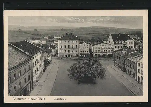 AK Viechtach, Marktplatz aus der Vogelschau